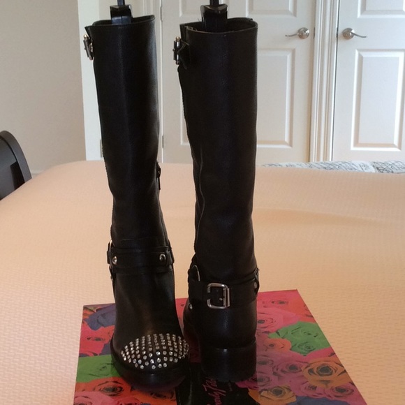 Beverly Feldman Black Rhinestone Boots - Picture 5 of 6